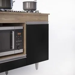 Balcão Multiuso para Cooktop 4 Bocas Georgia Castanho/Preto - Lumil Mó