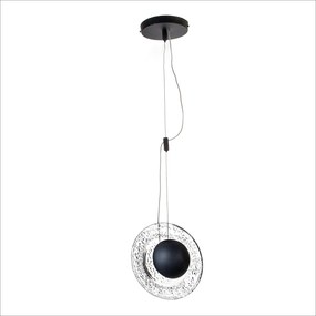 Pendente Cerchio Ø19,5X9,5Cm Disco De Vidro E Metal Alumínio 01Xled 5,... (ONIX)