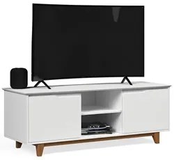 Rack para Sala Bancada de TV 55 Pol 139cm Flow Branco - EJ Móveis