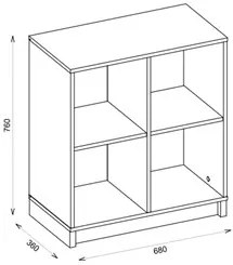 Estante Livreiro Multiuso Baixa Cubic Branco Texturizado/ Louro Freijó