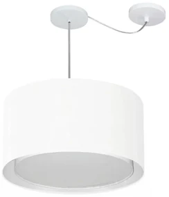 Lustre Pendente Cilíndrico Com Desvio Branco MJ-4313 Para Mesa de Jantar e Estar