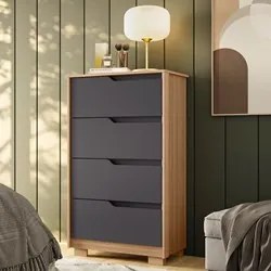 Cômoda Para Quarto 4 Gavetas Luna Flex A02 Nature/Titanium - Mpozenato