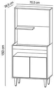 Armário 2 Portas Cantinho do Café Rilary para Cozinha Freijó/Branco M12 - D'Rossi