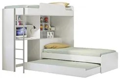 Beliche Solteiro com Cama Auxiliar e Office Concept S01 Branco - Mpoze