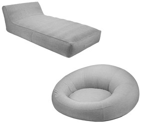 Conjunto Chaise e Puff Inflável Área Externa Akira com Capa de Olefin Cinza G56 - Gran Belo