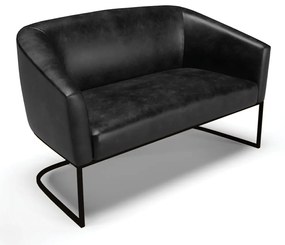 Sofá 2 Lugares Namoradeira Industrial Preto Stella Sintético PU D03 - D'Rossi - Preto