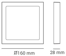 Luminária De Sobrepor Quadrado 12W 6500K Led Bivolt 17X17X3Cm Plafon |... (Branco)