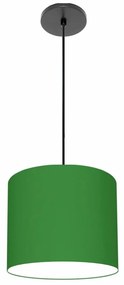 Luminária Pendente Vivare Free Lux Md-4106 Cúpula em Tecido - Verde-Folha - Canola preta e fio preto