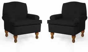 Conjunto 2 Poltrona Vovó Lucy Decorativa Luxo Suede Preto