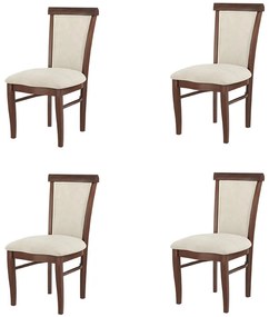 Kit 4 Cadeiras Decorativa Sala de Jantar Madeira Maciça Fabregas Facto Pérola/Capuccino G42 - Gran Belo