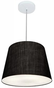 Lustre Pendente Cone Md-4246 Cúpula em Tecido 30/40x30cm Preto - Bivolt