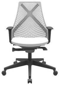 Cadeira Office Bix Tela Cinza Assento Aero Branco Autocompensador Base Piramidal 95cm - 64043 Sun House