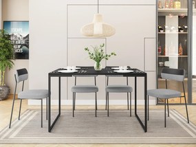 Mesa de Jantar Retangular Porto 135 cm Preto Base Metálica Industrial Preto - D'Rossi