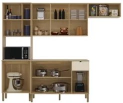 Cozinha Compacta Balcão Com Tampo 120cm Laura Plus Soft/Freijó Z06 - M