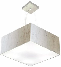Lustre Pendente Quadrado Md-4006 Cúpula em Tecido 21/50x50cm Linho Bege - Bivolt