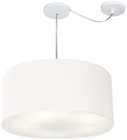 Lustre Pendente Cilíndrico Com Desvio Md-4252 Cúpula em Tecido 55x25cm Branco - Bivolt