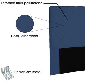 Cabeceira Dubai Para Cama Box Solteiro 90 cm Suede Azul Marinho - D'Rossi