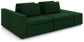 Sofá Ilha com Encosto e Almofadas Móveis Olimpo 245cm Modulado Veludo Verde G45 - Gran Belo