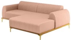 Sofá 230cm 4 Lugares com Chaise Direito Pés Gold Molino C-105 Linho Ro