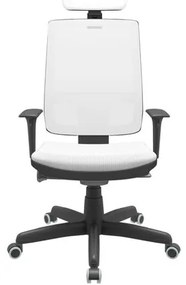 Cadeira Office Brizza Tela Branca Com Encosto Assento Aero Branco Autocompensador Base Standard 126cm - 63438 Sun House