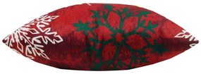 Capa de Almofada Natalina de Suede em Tons Vermelho 45x45cm - Flocos Vermelhos - Com Enchimento