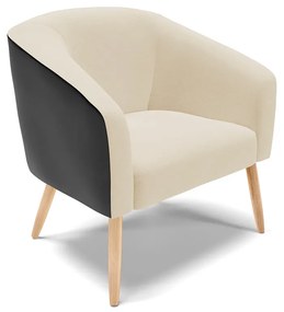 Poltrona Decorativa Pé Palito Natural Stella Preto/Linho Bege D03 - D'Rossi