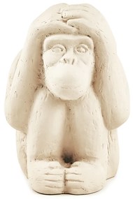 Enfeite Decorativo "Macaco Não Ouço" em Cimento Bege 12x8,5 cm - D'Rossi