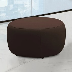 Conjunto Sala de estar Decorativo Mariele Poltrona Base Giratória em Aço com Puff Couro Marrom Chocolate G88 - Gran Belo