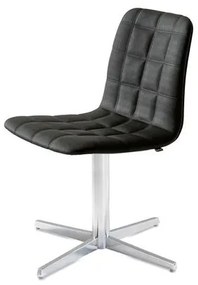 Cadeira Quadra Assento Estofado Linho Preto com Base Aranha em Aluminio - 46906 Sun House