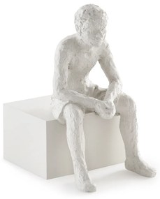 Escultura Decorativa "Pessoa Sentada" Poliresina Off White 17,5x15 cm - D'Rossi
