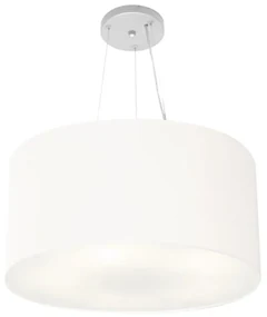Lustre Pendente Cilíndrico Md-4192 Cúpula em Tecido 55x30cm Branco - Bivolt