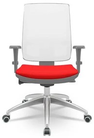 Cadeira Brizza Diretor Grafite Tela Branca com Assento Aero Vermelho Base Autocompensador Aluminio - 65770 Sun House