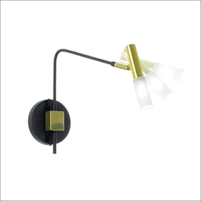Arandela Cordoba 29X12,5X41Cm Metal Alumínio 01Xg9 - Old Artisan Ar-57... (GRAFITE / DOURADO BRILHO)