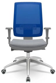 Cadeira Brizza Diretor Grafite Tela Azul com Assento Vinil Cinza Base Autocompensador Aluminio - 65795 Sun House