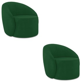 Poltrona Decorativa Orgânica Giratória Kit 2 Lua Suede D03 - D'Rossi - Verde