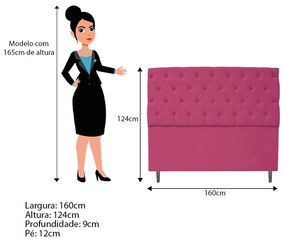Kit Cabeceira e Calçadeira Liverpool 160 cm Queen Size Corano Pink - ADJ Decor