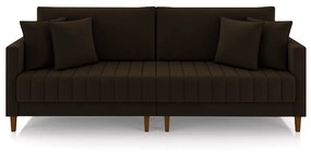 Sofá Living Decorativo Hamburgo Bipartido 2 Lugares 216cm com Almofadas Pés em Madeira Veludo Marrom G33 - Gran Belo