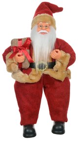 Papai Noel Decorativo Sentado com Presente Vermelho e Bege 30x15 cm F04 - D'Rossi