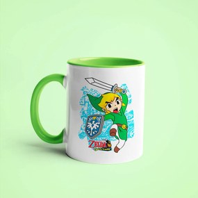 Caneca Link Jogo Zelda com Alça e Interior Verde Claro