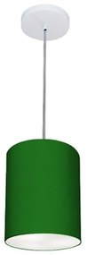 Kit/2 Lustre Pendente Cilíndrico Md-4012 Cúpula em Tecido 18x25cm Verde Folha - Bivolt