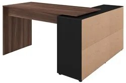 Conjunto Escritório Home Office 4 Peças Nil A06 Ipê/Preto - Mpozenato