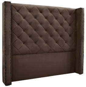 Cabeceira Cama Box Queen 160cm e Recamier Vicenza Veludo S04 - D'Rossi - Marrom