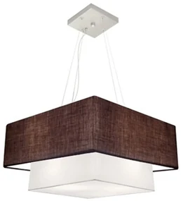 Lustre Pendente Quadrado Café e Branco MJ-4066 Para Mesa de Jantar e Estar