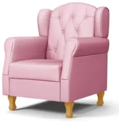 Poltrona de Amamentação com Pés de Madeira Lucy Z39 Sintético Rosa - M