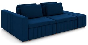 Sofá Ilha com Encosto e Almofadas Móveis Olimpo 245cm Modulado Veludo Azul Marinho G45 - Gran Belo