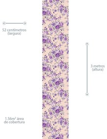 Papel de Parede Floral roxo com manchas 0.52m x 3.00m