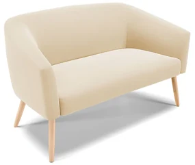 Namoradeira 02 Lugares Stella Suede Bege Pés Palito Natural - D'Rossi