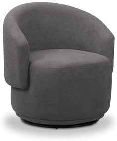 Poltrona Decorativa Orgânica Giratória Névoa Bouclê Cinza Escuro E03 - D'Rossi