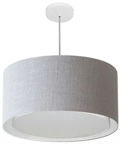 Lustre Pendente Cilíndrico Duplo Vivare Md-4295 Cúpula em Tecido 50x30cm - Bivolt