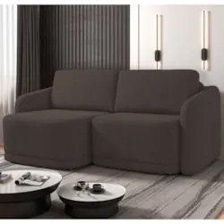 Sofá Cama Casal para Sala 176cm Polska Z08 Veludo Marrom - Mpozenato